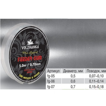 Фидергам Волжанка Pro Sport Feeder Gum 0.5 мм, 5м-1