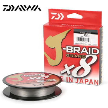Плетенка DAIWA J-Braid Grand X8 0.18мм 150м цвет GRAY-LIGHT