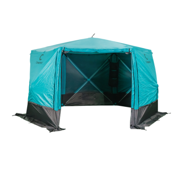 Шатер Следопыт быстросборный PF-TOR-K10 цвет Waterfall 6 стен, 3,35х3,85м, h-2,25м, S по полу 9,3кв.м
