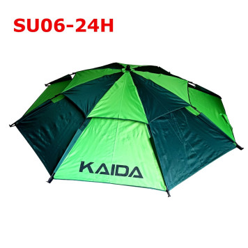 Зонт рыболовный Kaida SU06-24H 2.4м в чехле с тентом на молнии (light green + dark green, двойной слой)-2