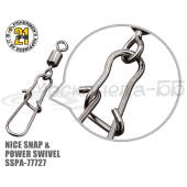 Вертлюг с застежкой  Pontoon21 PA-SS77727 Nice Snap&Power Swivel, черн., 10шт.уп., #06, 27кг.