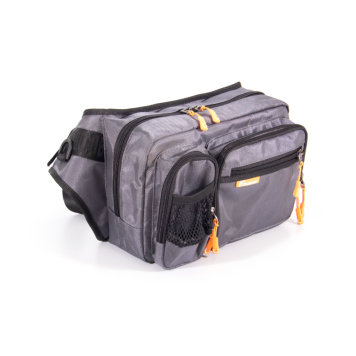 Сумка рыболовная поясная Следопыт Fishing Hip Bag, 28х21х17 см, цв. серый PF-BM-02