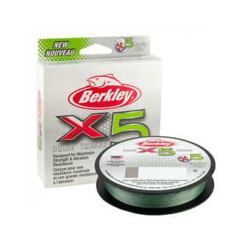 Плетенка Berkley X5 Braid Low Vis 150м 0.10мм, цвет зеленый