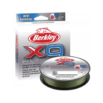 Плетенка Berkley X9 Braid Low Vis 150м 0.08мм, цвет темно-зеленая