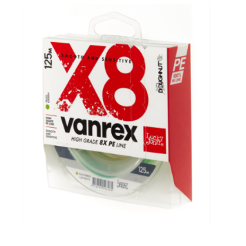 Плетенка Lucky John Vanrex X8 Fluo Green 125м, #0.6/0.12мм ярко-зеленая