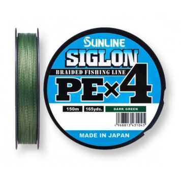 Плетенка Sunline Siglon PE х4 150м #0.5/0.121mm 8lb/3.3kg (темно-зелен.)