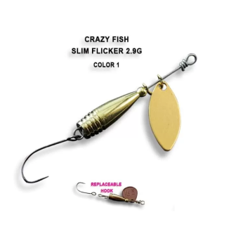 Блесна вращающаяся Crazy Fish Spinner Slim Flicker 2,9г #1