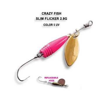Блесна вращающаяся Crazy Fish Spinner Slim Flicker 2,9г #5