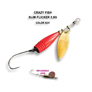 Блесна вращающаяся Crazy Fish Spinner Slim Flicker 2,9г #6