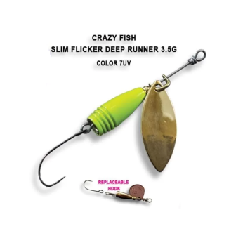 Блесна вращающаяся Crazy Fish Spinner Slim Flicker DR 3,5г #7