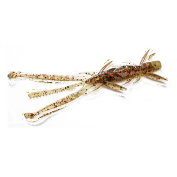 Креатура FishUp Shrimp 3.0" (9 шт) цвет 045 - Green Pumpkin/Red & Black